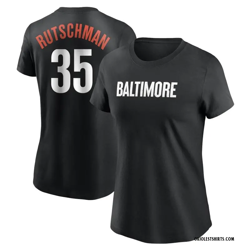 Women's Adley Rutschman Baltimore Orioles Black 2023 City Connect Name & Number T-Shirt