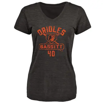 Women's Chris Bassitt Baltimore Orioles Base Runner Tri-Blend T-Shirt - Black