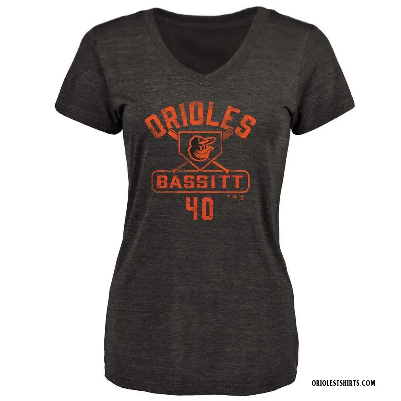 Women's Chris Bassitt Baltimore Orioles Base Runner Tri-Blend T-Shirt - Black
