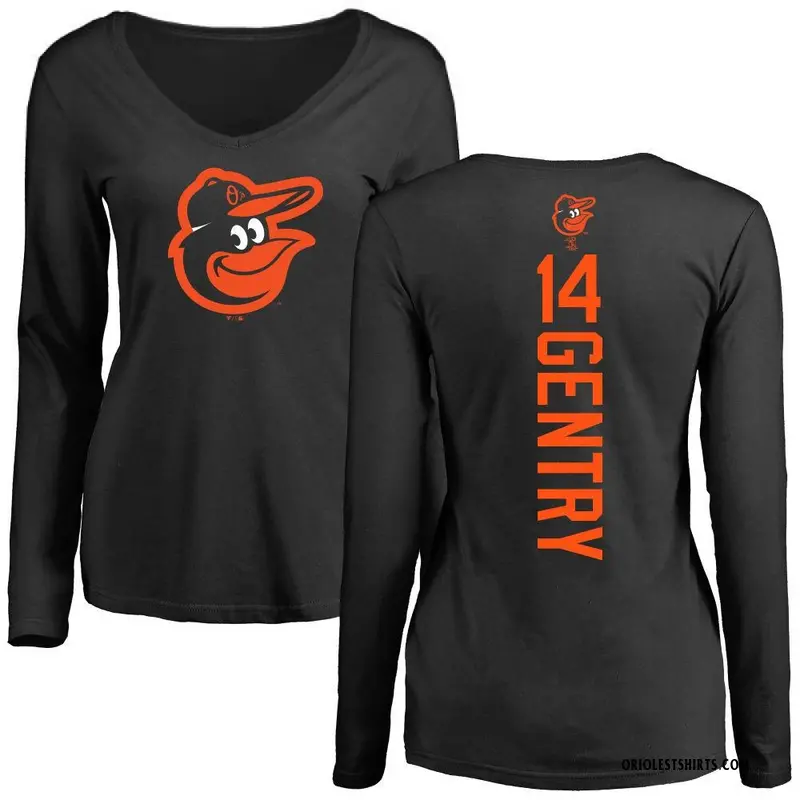 Women's Craig Gentry Baltimore Orioles Backer Slim Fit Long Sleeve T-Shirt - Black