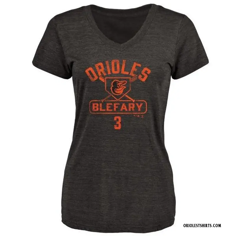 Women's Curt Blefary Baltimore Orioles Base Runner Tri-Blend T-Shirt - Black