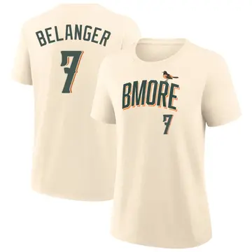 Women's Mark Belanger Baltimore Orioles Cream 2026 City Connect Name & Number T-Shirt