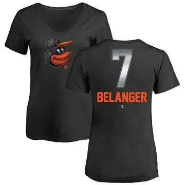 Women's Mark Belanger Baltimore Orioles Midnight Mascot V-Neck T-Shirt - Black