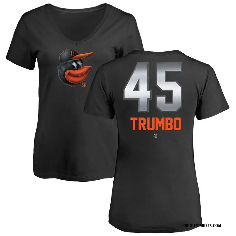 Women's Mark Trumbo Baltimore Orioles Midnight Mascot V-Neck T-Shirt - Black