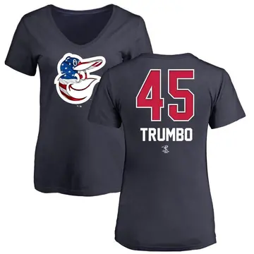 Women's Mark Trumbo Baltimore Orioles Name and Number Banner Wave V-Neck T-Shirt - Navy