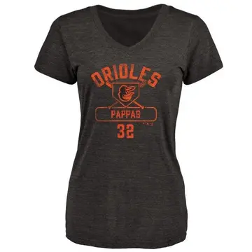 Women's Milt Pappas Baltimore Orioles Base Runner Tri-Blend T-Shirt - Black