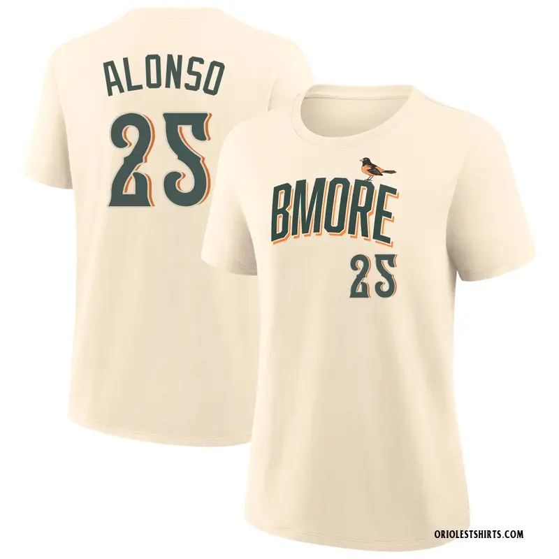 Women's Pete Alonso Baltimore Orioles Cream 2026 City Connect Name & Number T-Shirt