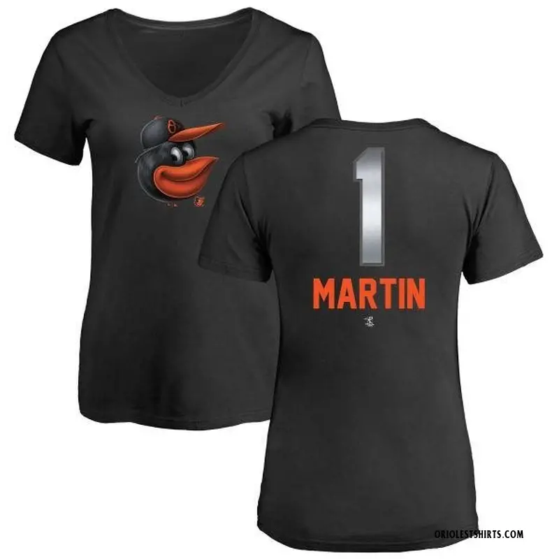 Women's Richie Martin Baltimore Orioles Midnight Mascot V-Neck T-Shirt - Black