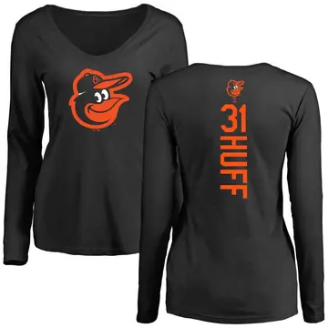 Women's Sam Huff Baltimore Orioles Backer Slim Fit Long Sleeve T-Shirt - Black