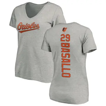 Women's Samuel Basallo Baltimore Orioles Backer Slim Fit T-Shirt - Ash