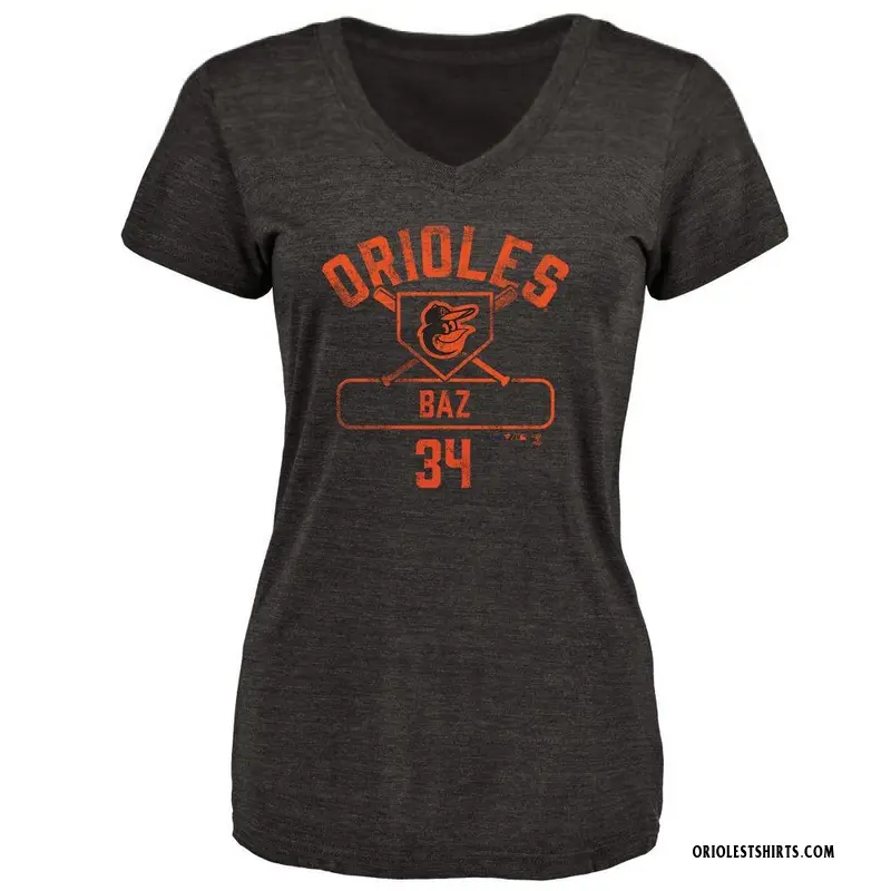 Women's Shane Baz Baltimore Orioles Base Runner Tri-Blend T-Shirt - Black