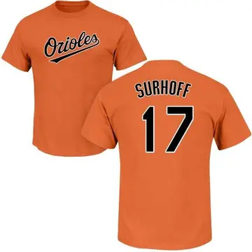 Youth Bj Surhoff Baltimore Orioles Roster Name & Number T-Shirt - Orange
