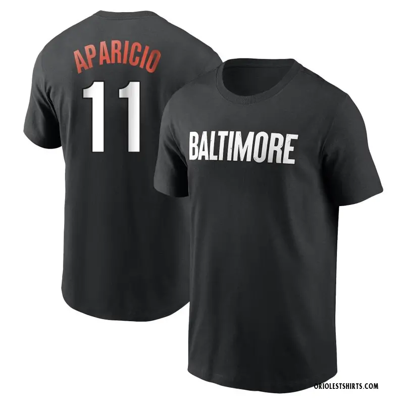 Youth Luis Aparicio Baltimore Orioles Black 2023 City Connect Name & Number T-Shirt